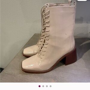 Chic Lace-Up Cream Boots